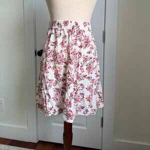 City Chic Womens Floral Skirt White with Pink Flowers Elastic Waist Size 20